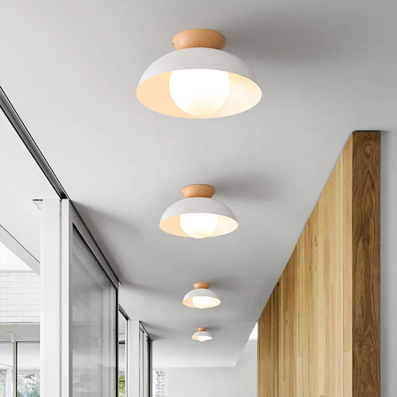 Nordic LED Ceiling Light Minimalist Wooden Hanging Lamps for Aisle, Balcony, Cloakroom Interior Lighting Fixture