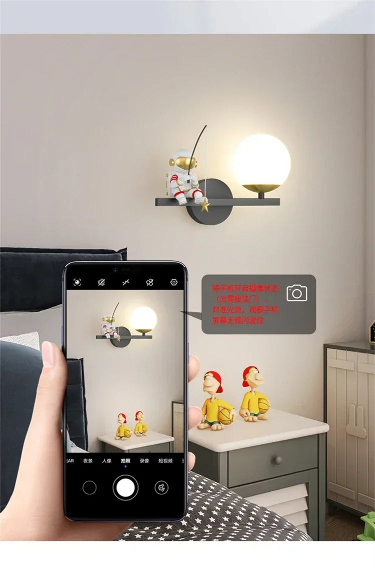 Modern Moon Astronaut Wall Sconce Lamp for Children's Room