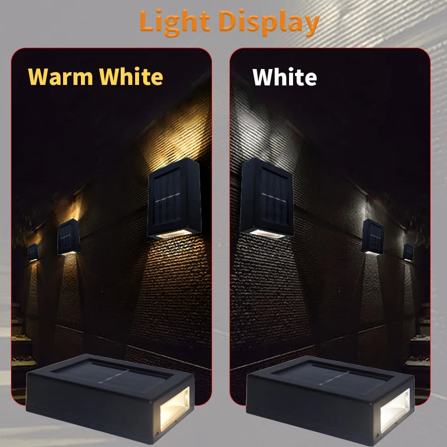Outdoor Solar Wall Lamp: LED Solar Wall Washer Light, Waterproof and Up/Down Lighting for Garden, Street, and Landscape
