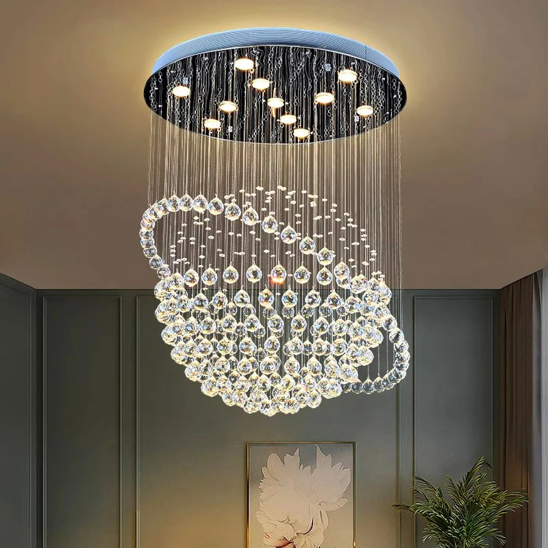 Luxury Crystal Pendant Light Chandelier for Living Room and Bedroom, Modern Style Ceiling Lamp, Indoor Lighting Fixture