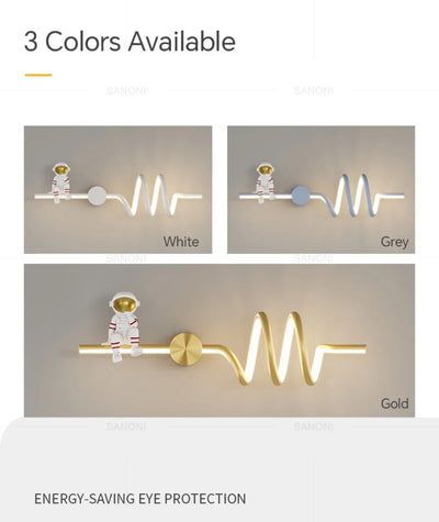 Creative Children Room LED Wall Lamp - Astronaut Themed Sconce Light