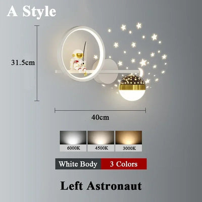 Star Astronaut Projector Wall Light for Children's Living Room Wall Lamp