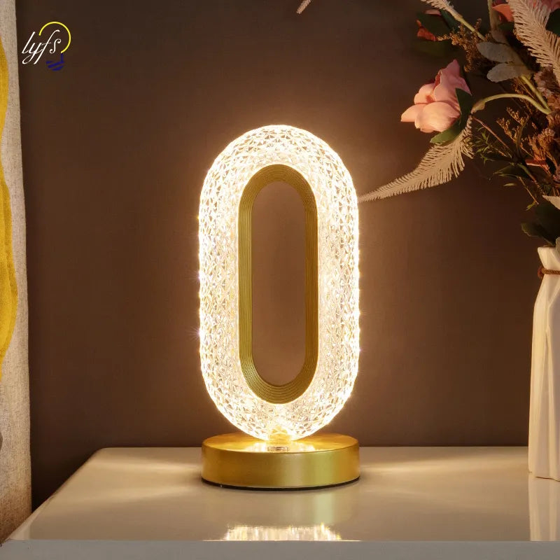 Crystal LED Table Lamp: Dimmable, USB Charging, Touch & Remote Control