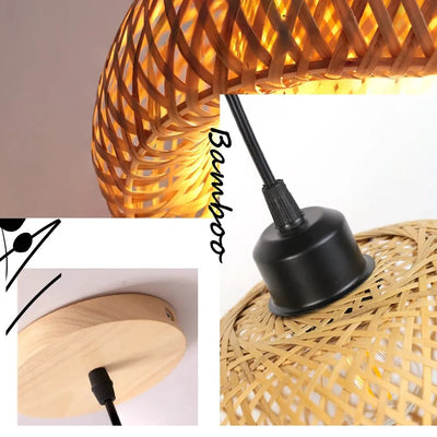 Handmade Rattan Bamboo Chandelier: LED Ceiling Lamp E27 Fixture for Weaving Home Living Room Decor