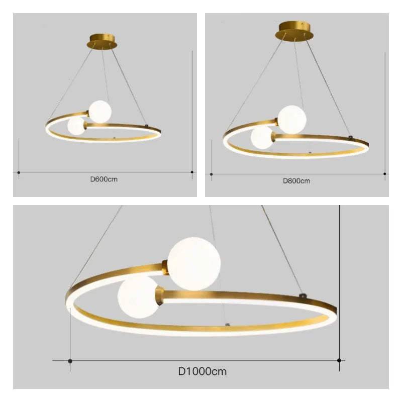 Nordic Minimalist Ring LED Pendant Lamp: Dimmable Lighting Fixture for Table, Dining Room, Kitchen Island, and Bedroom