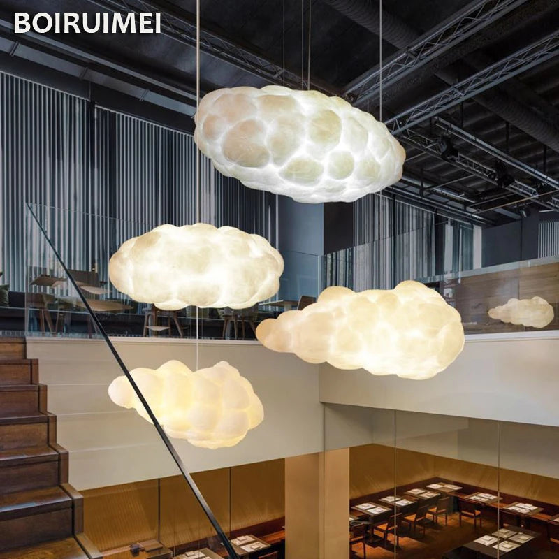 Modern White Floating Cloud Pendant Light - Elegant Chandelier for Dining Table, Restaurant