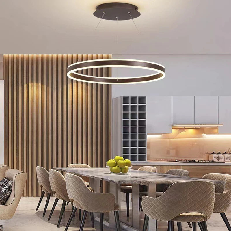 Modern Dimmable Ring LED Chandelier - Stylish Pendant Lamp for Home Decor