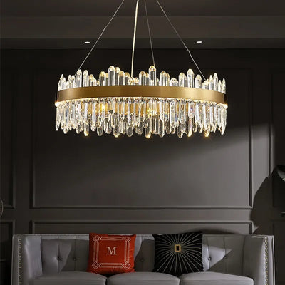 Modern Smoke Grey Crystal LED Chandelier for Living Dining Room Food Tables Bedroom Lamp Home Decor Hanging Light Fixture