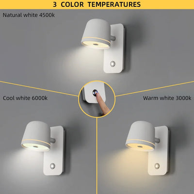 Modern LED Dimmable Wall Lamp with 3-CCT and Brightness Adjustment - Perfect for Bedside and Living Room