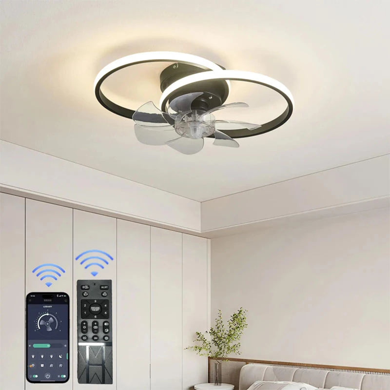 2 in 1 Modern Smart Ceiling Fan – Dimmable LED Ceiling Fan with Light for Bedroom and Living Room