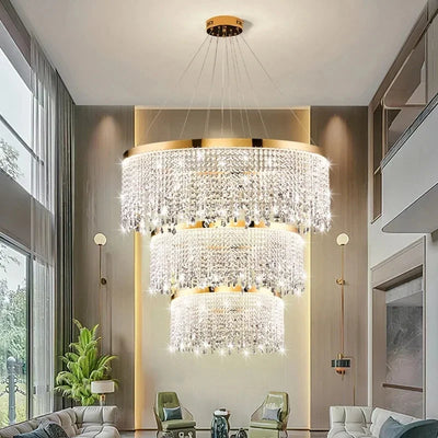 Modern LED Crystal Chandelier - Living Room Light, Dining Room Ceiling Lamp, Kitchen Pendant Light, Home Lighting Decor