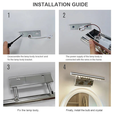 Modern LED Wall Lamp: Aluminum & Stainless Steel Design for Bathroom Mirror Cabinets