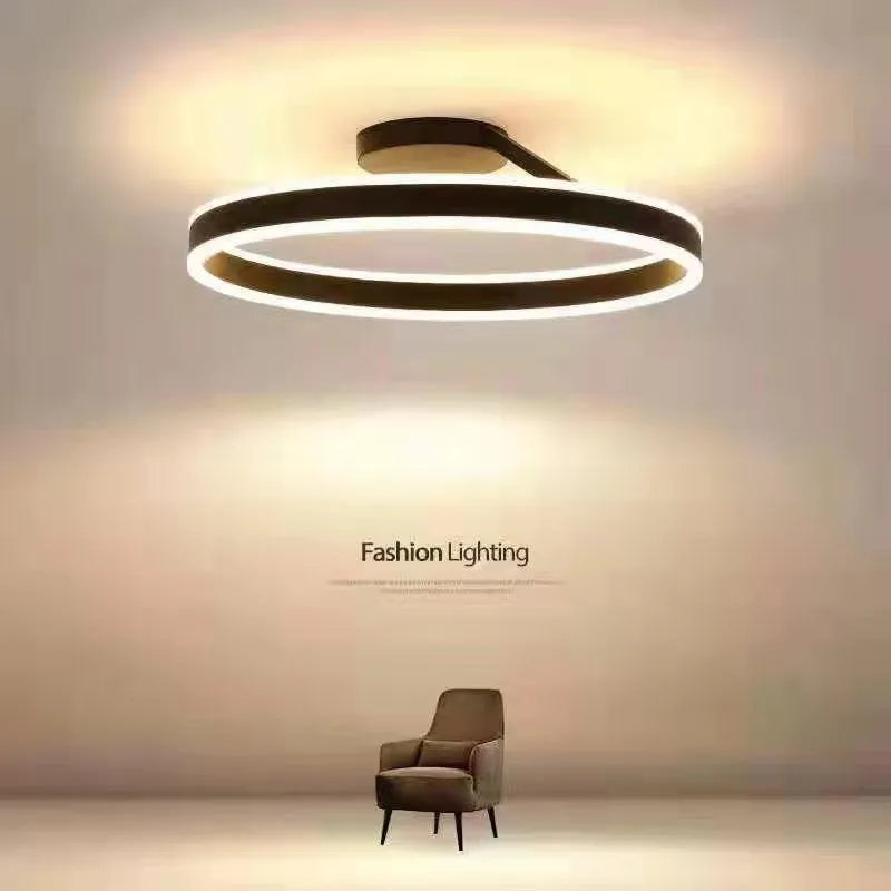 Nordic Ring LED Ceiling Chandelier: Dimmable Fixture for Dining and Living Rooms, Bedroom Pendant Light Decor