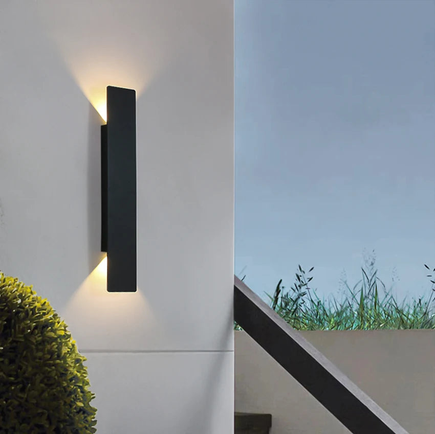 Outdoor Waterproof Wall Lamp Long Strip Aluminum Lighting Fixture in Black, White, and Gold 2W, 6W, 18W, 24W