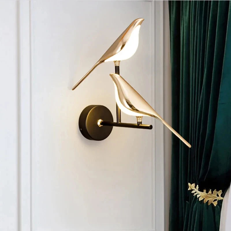 Nordic Golden Bird LED Wall Lights - Art Deco Style Sconces for Bedroom, Living Room Decoration