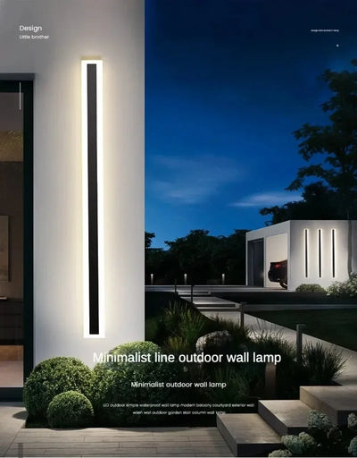 Modern Waterproof Outdoor Long Strip LED Wall Lamp for Villas, Porches, Gardens, and Garage Doors