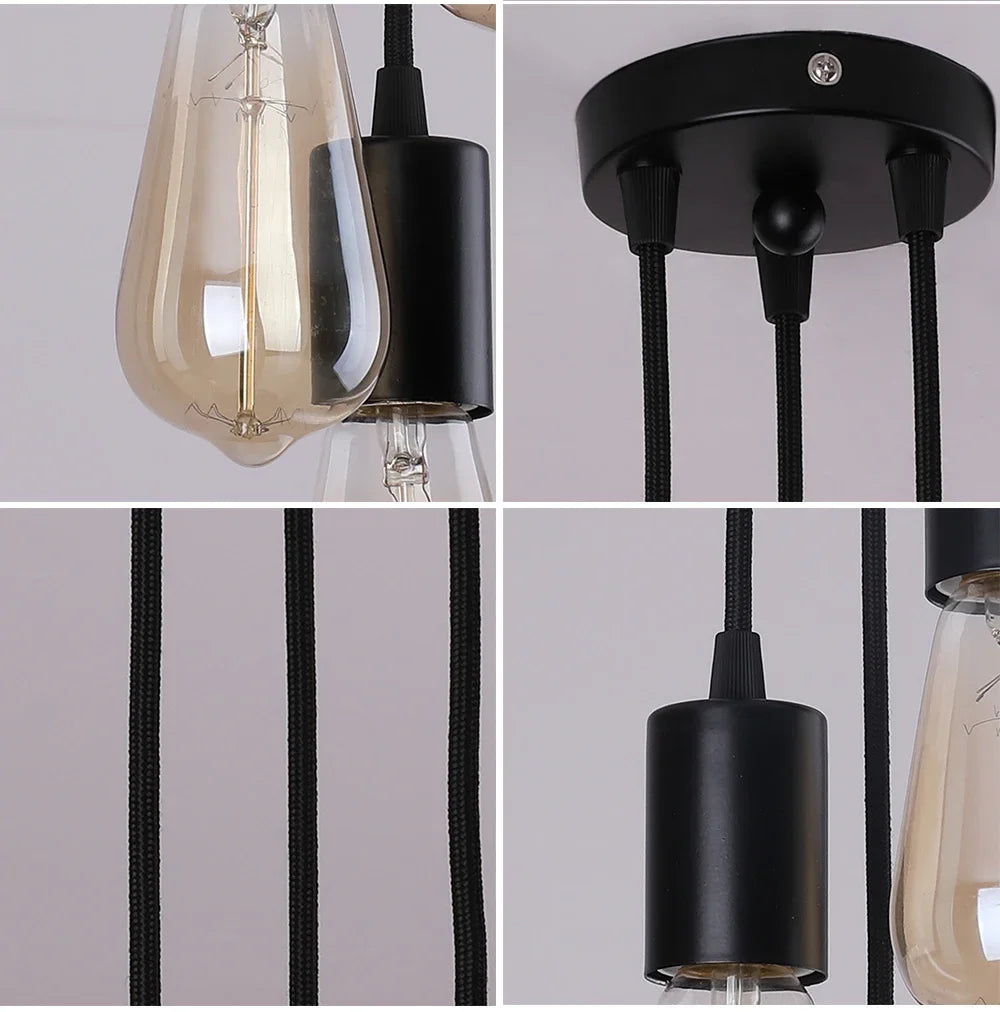 LED Linear Pendant Lights E27 Fixture for Bedroom, Living Room, Restaurant, Bar, Cafe - Perfect Indoor Lighting Fixtures