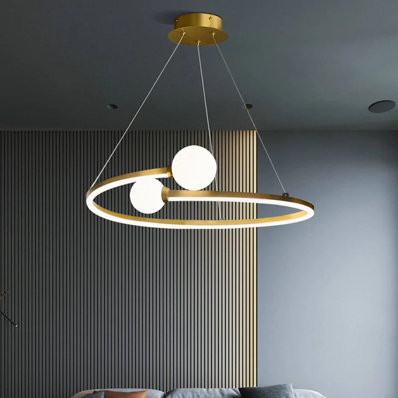 Nordic Minimalist Ring LED Pendant Lamp: Dimmable Lighting Fixture for Table, Dining Room, Kitchen Island, and Bedroom