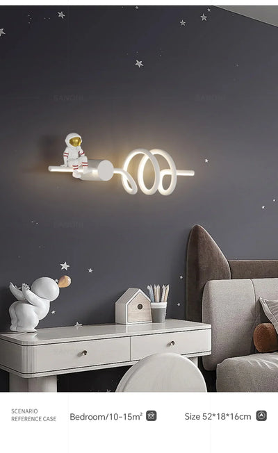 Creative Children Room LED Wall Lamp - Astronaut Themed Sconce Light