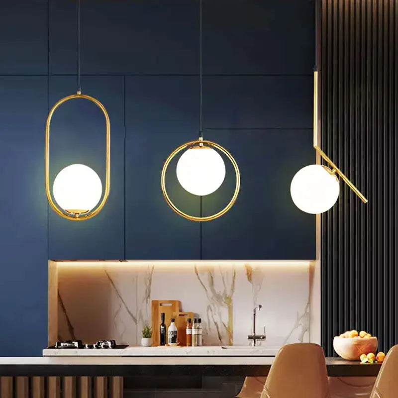 Modern LED Pendant Ceiling Lights: Stylish Glass Fixture for Bedroom, Dining Room, Cafe