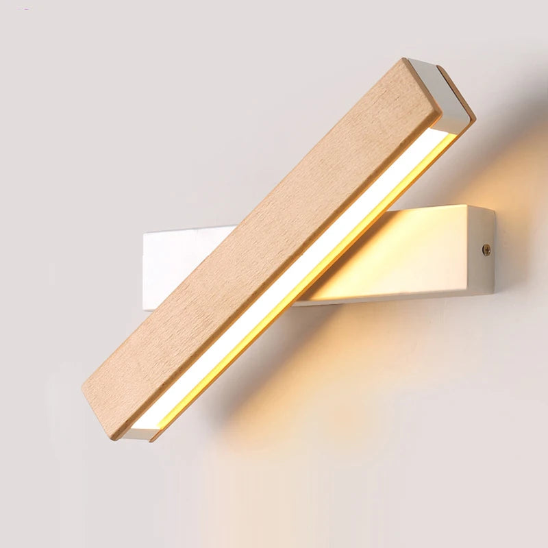 Adjustable Nordic Solid Wood LED Wall Lamp – Rotatable Bedside & Study Lighting