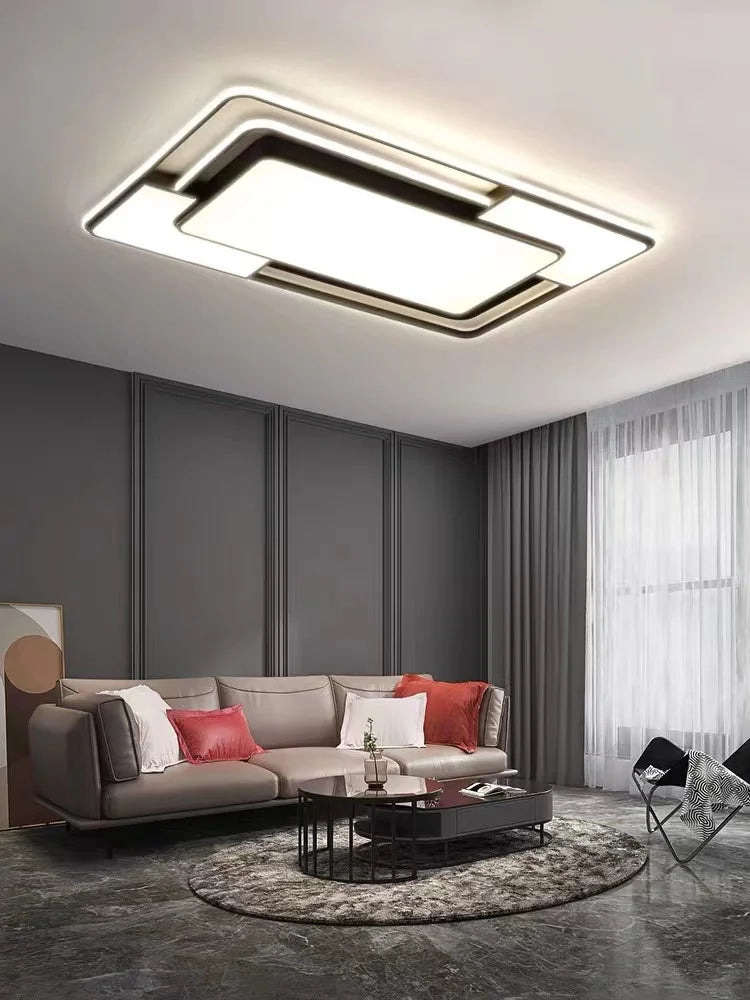 Modern Living Room and Bedroom Ceiling Lamp: Dimmable LED Lights for Square Room Decor