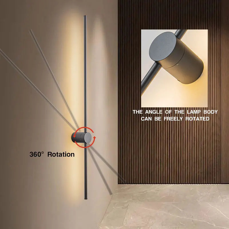Nordic Black Copper LED Wall Lamps - Versatile 360° Rotation for Elegant Indoor Lighting