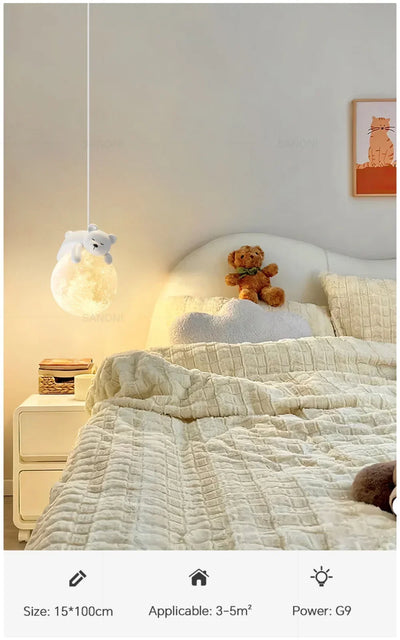 Nordic Little Cute Rabbit LED Pendant Lamp for Dining Rooms, Children's Bedrooms, and Bedside Spaces