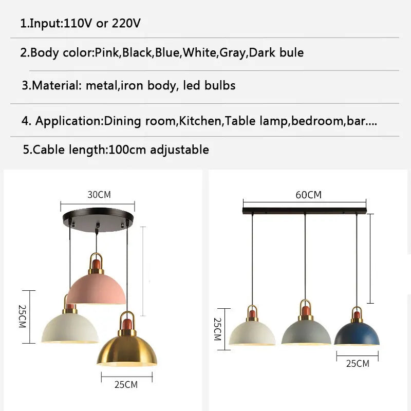 Nordic Pendant Light E27 LED Lustre Chandeliers Pendant Lamp for Living Room, Dining Room, Kitchen, Restaurant