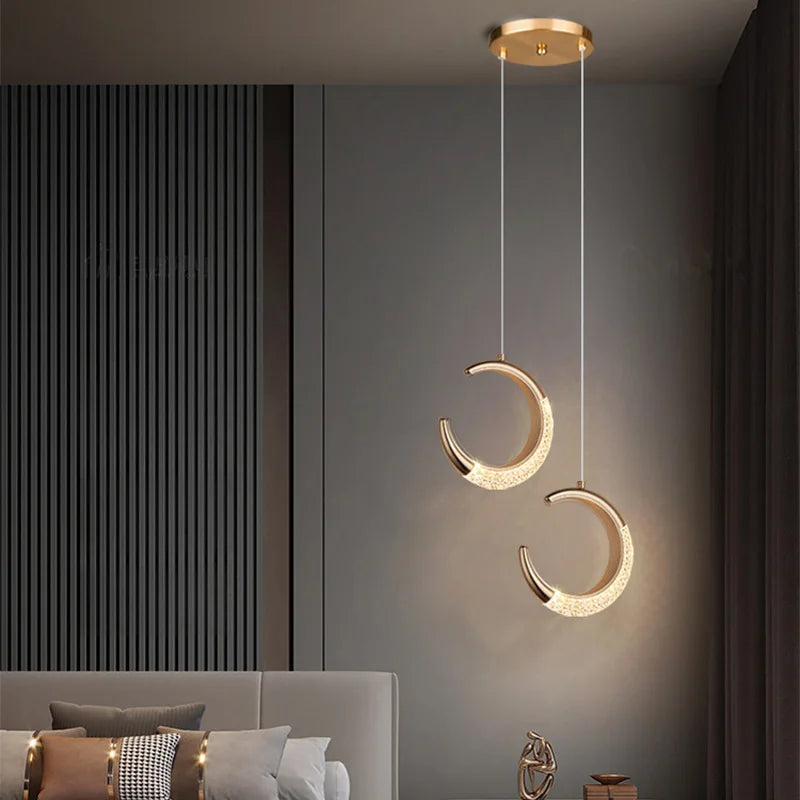 Nordic Modern LED Pendant Light Gold Acrylic Chandelier for Creative Indoor Lighting