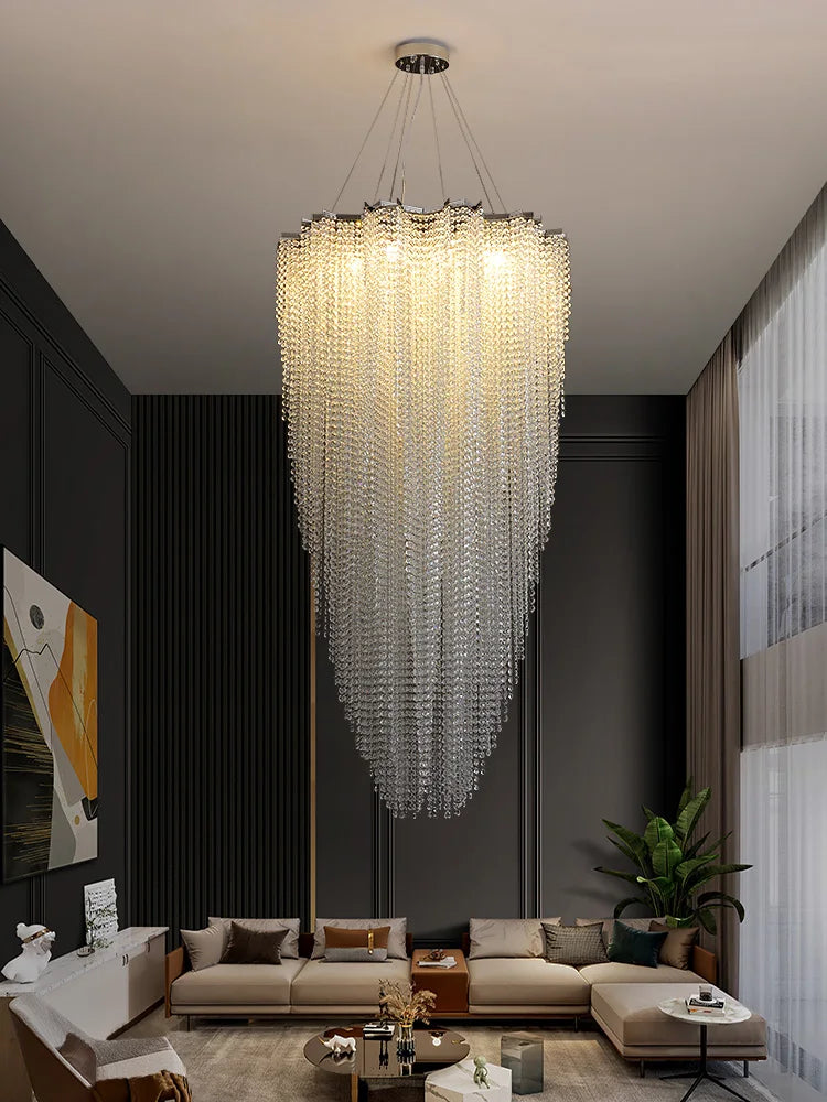 Suspended Ceiling Chandelier - Postmodern Crystal Chain Luxury Lighting Fixture