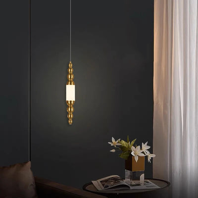 LED Pendant Lamp: Gold Hanging Light for Island, Dining Room, Shop, Bar Counter - Cylinder Pipe Design