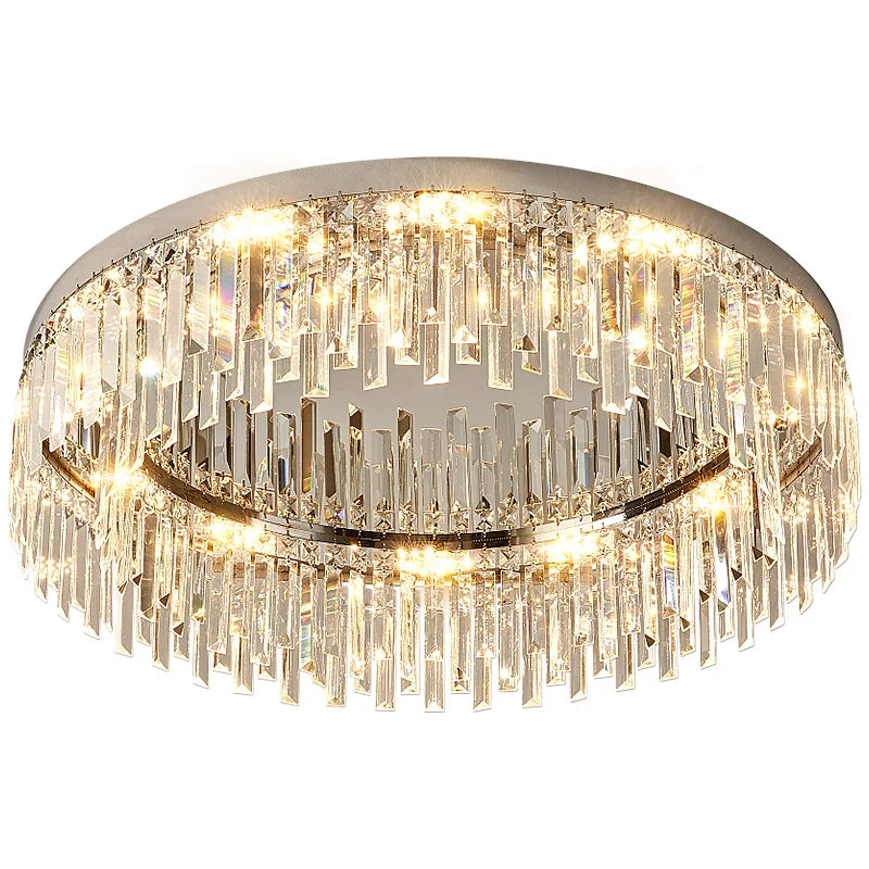 Modern Luxury Crystal Ceiling Lamps: Circular Black Gold Nordic Chandeliers for Bedroom and Living Room