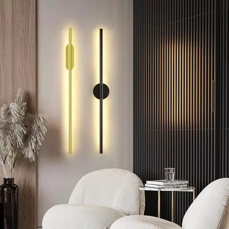 Modern Gold LED Wall Sconce Lights - Stylish Living Room Decor, Set of 2 Wall Lamps for Stairway and Corridor, 60cm/100cm