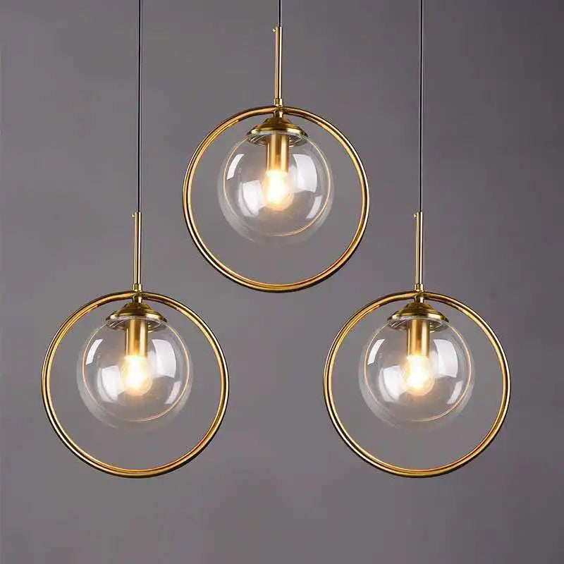 Modern Amber Crystal Glass Ball Pendant Light - Elegant Indoor Decor Fixture