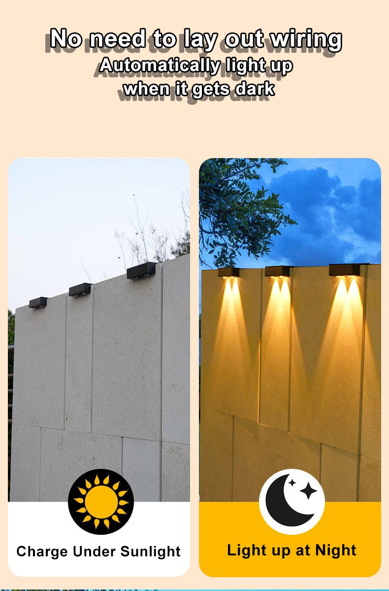 Outdoor Solar Wall Light – Waterproof Fence Lamp