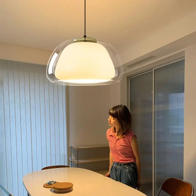 Modern Danish Charm: Dimmable LED Chandelier in Cream & Aluminum for Any Room