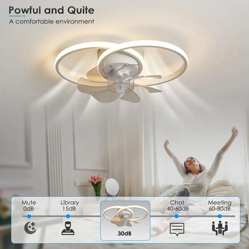 2 in 1 Modern Smart Ceiling Fan – Dimmable LED Ceiling Fan with Light for Bedroom and Living Room