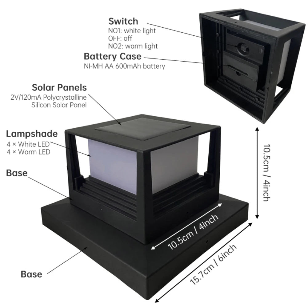 Solar-Powered Waterproof LED Fence Lamp – Stylish Outdoor Lighting Solution