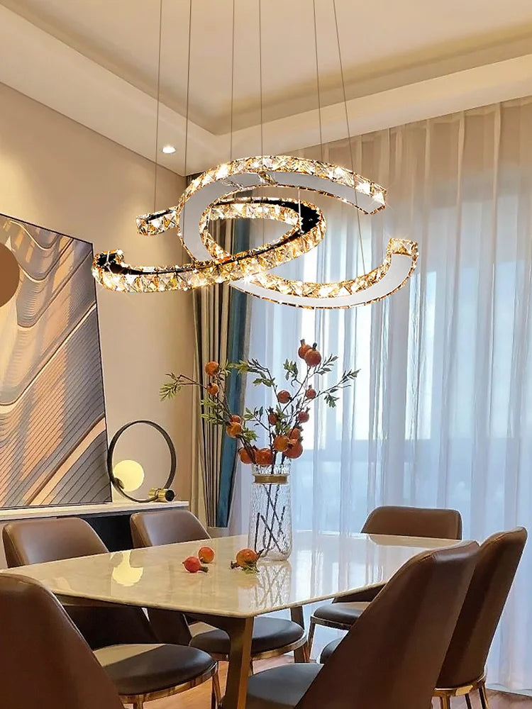 Modern Crystal Chandelier LED Pendant Light: Glamorous Illumination for Your Space