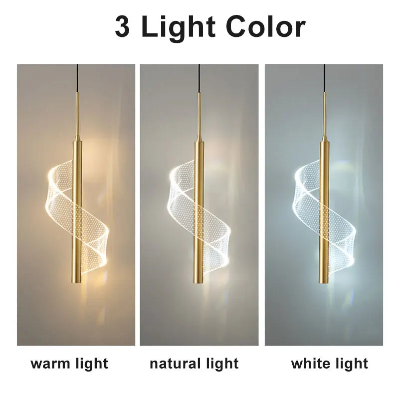 Nordic Spiral LED Pendant Lights for Indoor Lighting