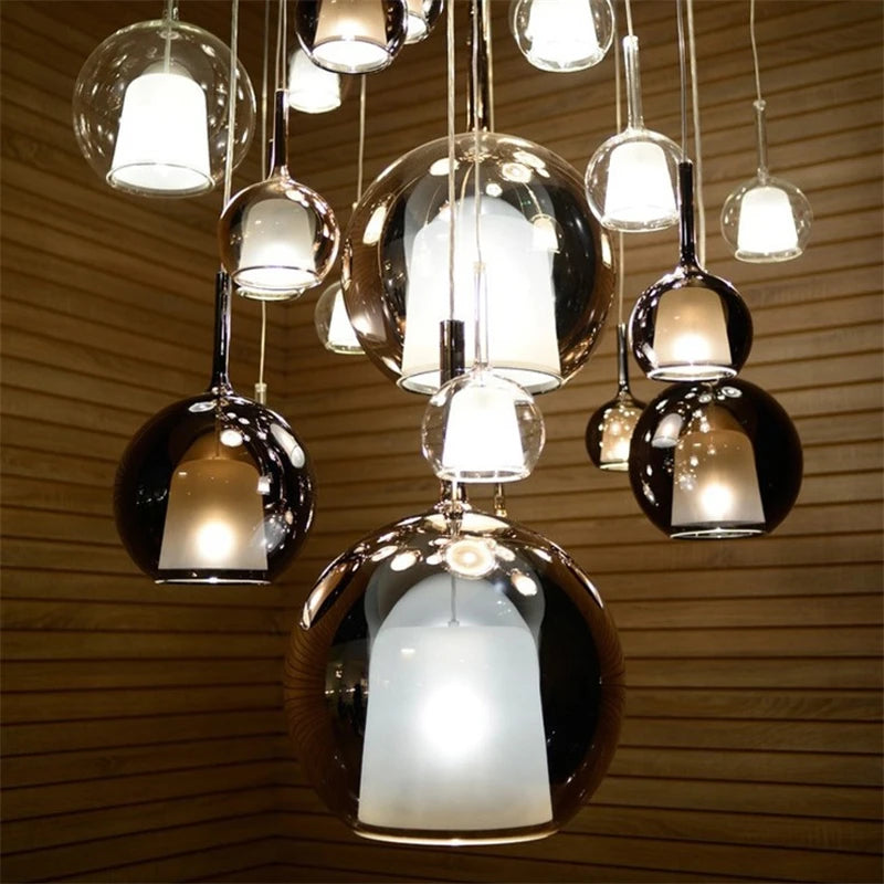 Contemporary Glass Pendant Lights - Sleek LED Loft Lamps for Living Room, Cafe, Kitchen, and Restaurant Decor