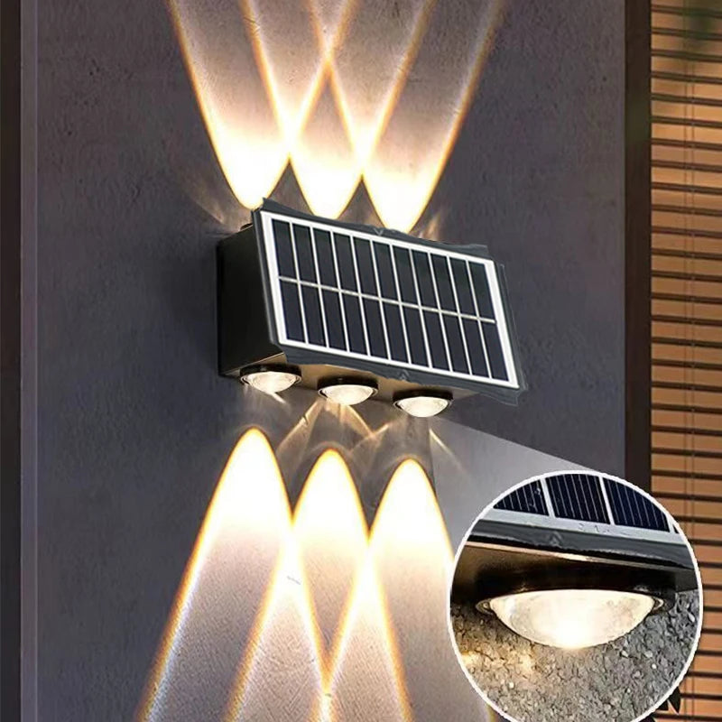 Solar Wall Lamp Outdoor - Warm Up and Down Light, Waterproof, Modern Design