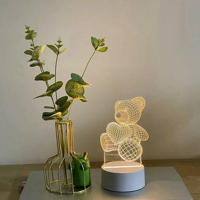 3D Creative Bear Night Lamp Acrylic USB LED Light | Animal Bedroom Decor Lamp for Christmas, Birthday & Wedding Gifts