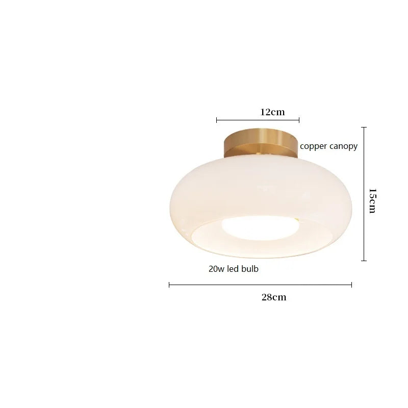 Nordic Modern Yellow Glass LED Pendant Light – 40W Copper Fixture for Bedrooms and Living Rooms