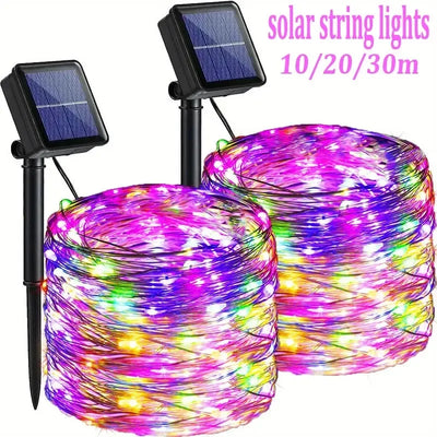 Solar Fairy String Lights Waterproof Copper Wire Garden Lights with 8 Modes for Patio, Yard, and Christmas Decoration