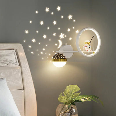 QUASHION Modern Children Wall Lamp Star Projector LED Bedroom Decoration Sconce Light