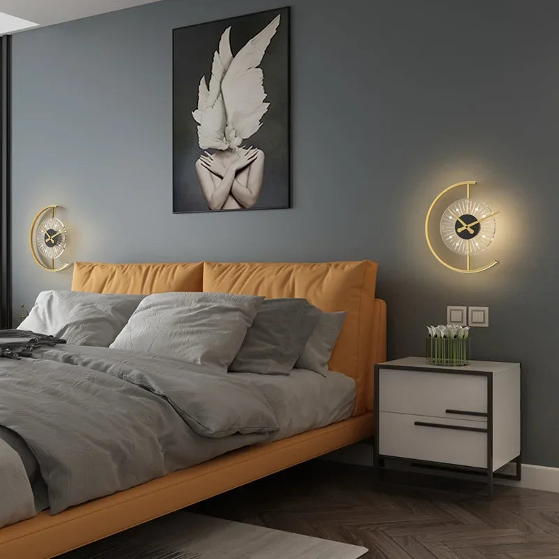 Modern LED Wall Sconce with Integrated Clock: Form and Function Combined