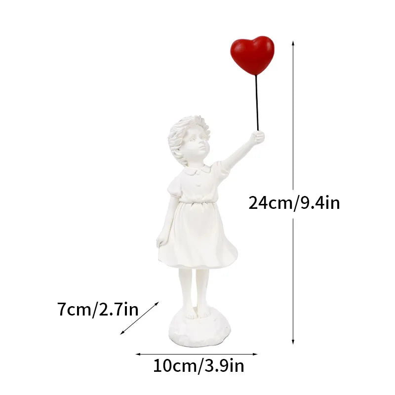 Banksy Sculpture Set – Flower Thrower & Balloon Girl Resin Decor for Home & Office