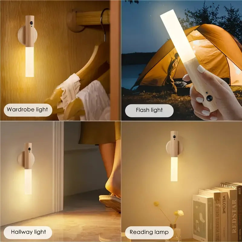Motion Sensor LED Night Light Magnetic USB Rechargeable Wall Lamp for Bedroom, Closet, Corridor, and Stairway